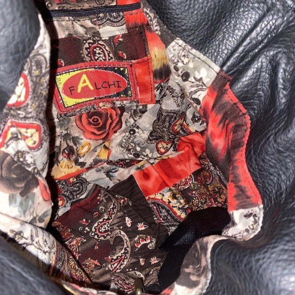 Carlos Falchi Black and Gold Shoulder Bag with Ornate Embroidered Design - Picture 7 of 10